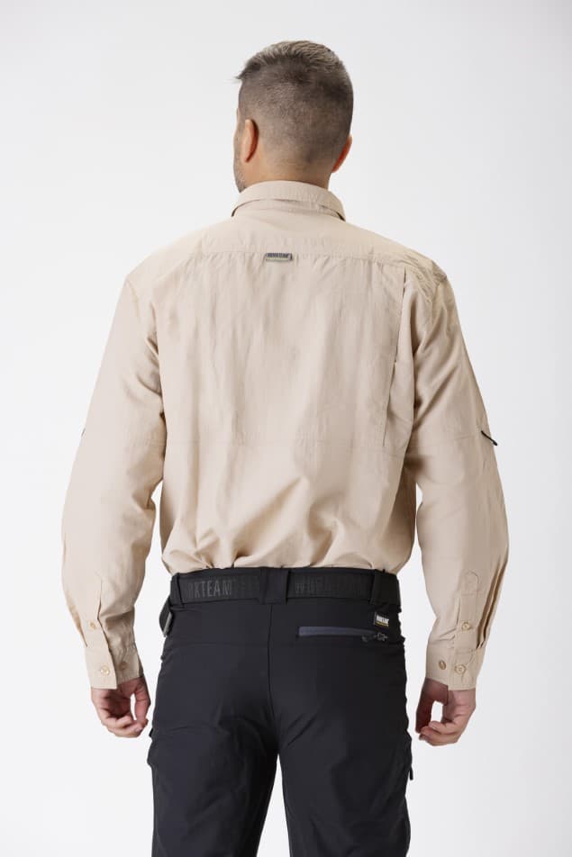 WorkTeam Camisa Safari ML B8500 Beige - Image 4