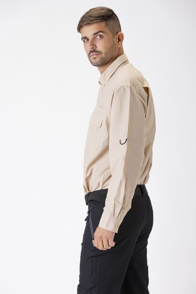 WorkTeam Camisa Safari ML B8500 Beige - Image 5
