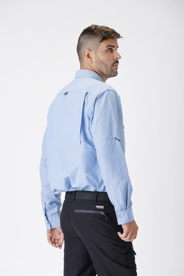 WorkTeam Camisa Safari ML B8500 Celeste - Image 5
