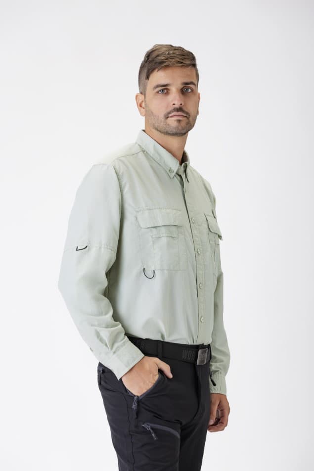 WorkTeam Camisa Safari ML B8500 Verde Topo