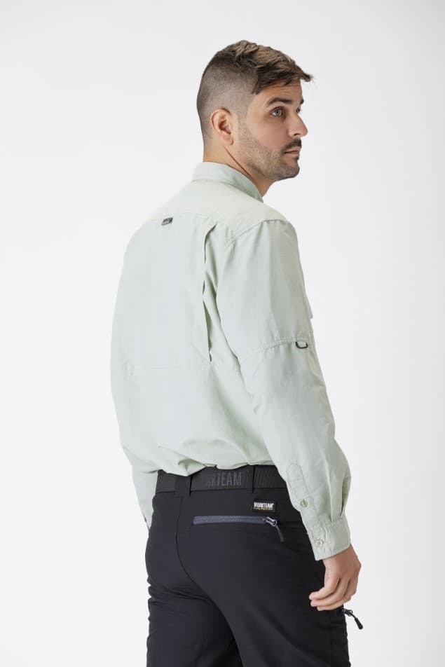WorkTeam Camisa Safari ML B8500 Verde Topo - Image 6