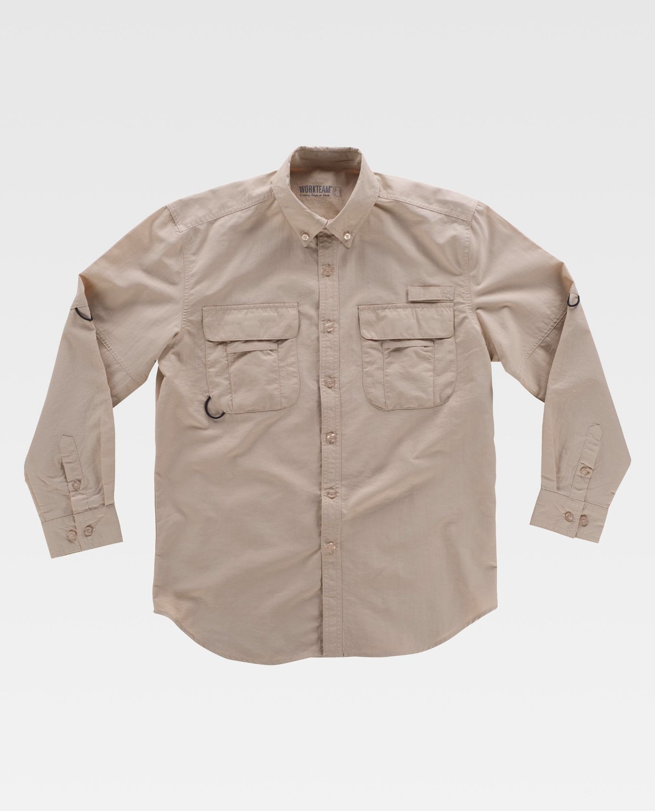 WorkTeam Camisa Safari ML B8500 Beige - Image 7